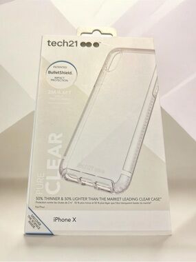 Tech21 Pure Clear Case Apple iPhone X XS BNIB New Thin BulletShield Protective